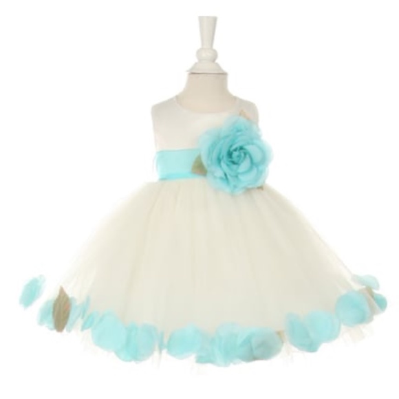 Dresses Cinderella Couture Ivory Aqua Cute Floral Baby Dress 117bivory Poshmark